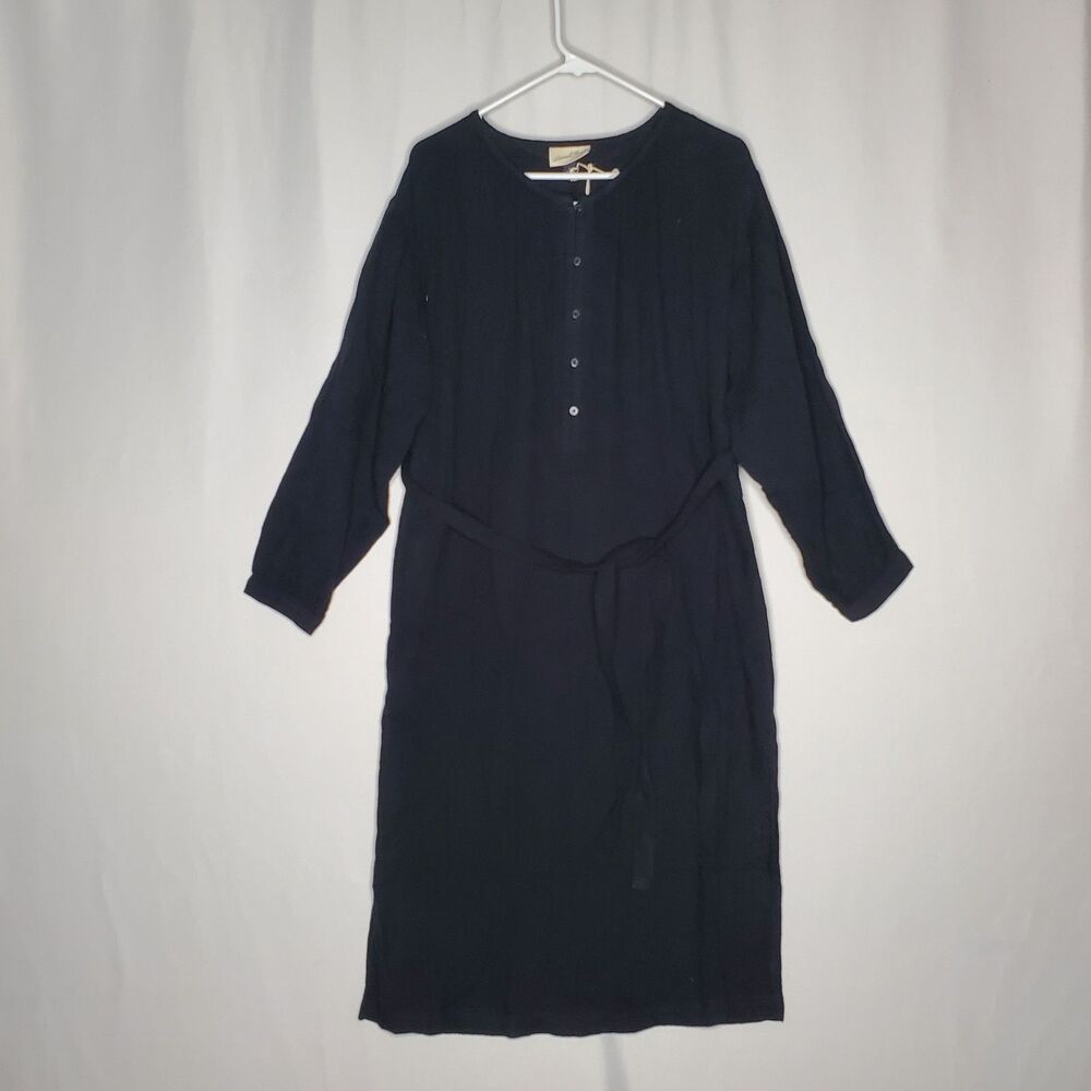 Universal Thread Midi Dress Small Gauze Cotton Belt Long Sleeve‎ Boho Coastal